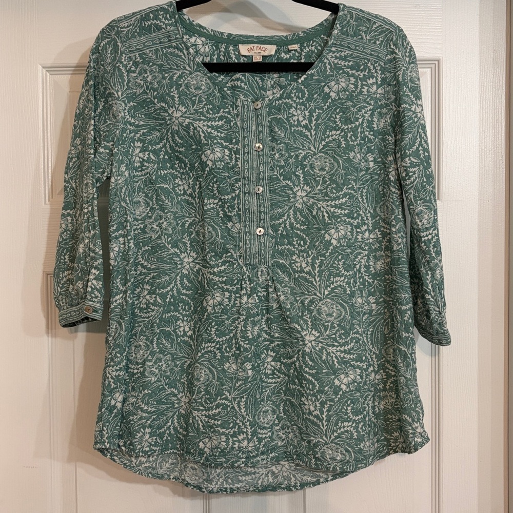 Fat Face Uk Green Floral Tunic Size 8